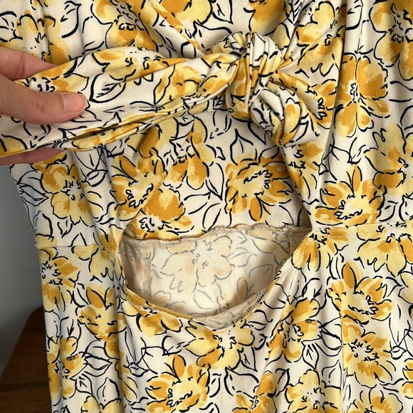 Pact - Reverie Floral Yellow Fit & Flare Tie-Back Dress - Size S - Picture 7 of 8